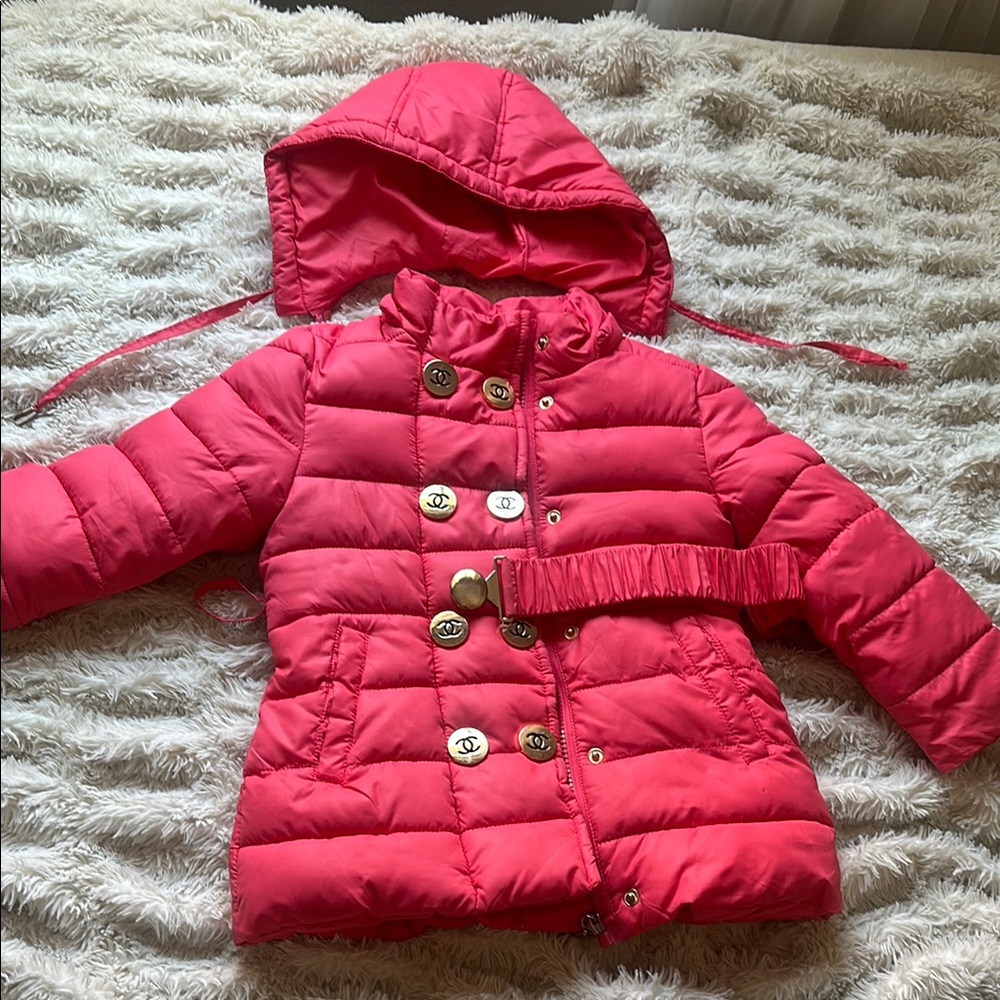 CHANEL Kids Pink Puffer Jacket